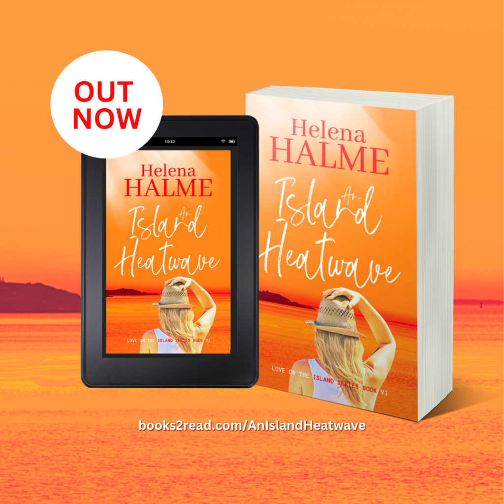 AN ISLAND HEATWAVE is now out. Image of paperback and eBook cover with link https://books2read.com/AnIslandHeatwave